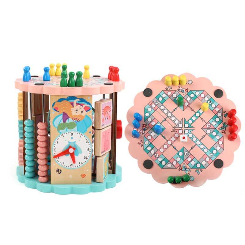 Fidtoy 8-in-1 Wooden Activity Cube – Montessori Multi-Activity Learning Toy for Toddlers