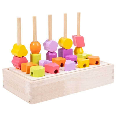 Fidtoy Tableau d'apprentissage des formes et des chiffres en bois pour enfants – Jouet Montessori de comptage d'anneaux et de mathématiques