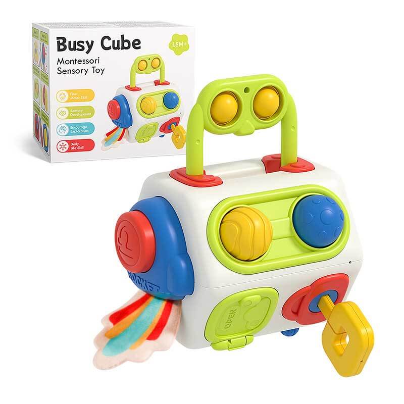 Fidtoy Montessori Busy Cube for Toddlers 1-3 – Interactive Sensory Toy for Quiet Time, Travel & Early Learning