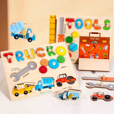 Fidtoy Truck Puzzle Toy for Kids | Wooden Educational Puzzle