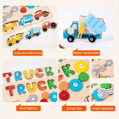 Fidtoy Truck Puzzle Toy for Kids | Wooden Educational Puzzle