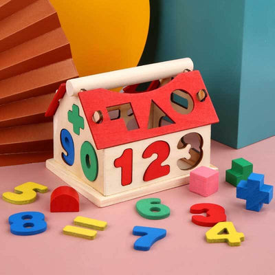 Fidtoy Maison en bois avec chiffres pour enfants | Jouet Montessori pour l'apprentissage du comptage et des formes
