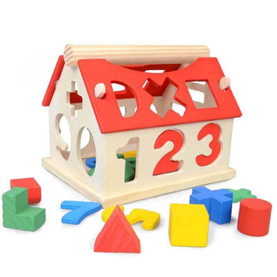 Fidtoy Maison en bois avec chiffres pour enfants | Jouet Montessori pour l'apprentissage du comptage et des formes