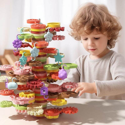 Fidtoy Rainbow Tree Stacking Toy Balance Learning Game for Kids