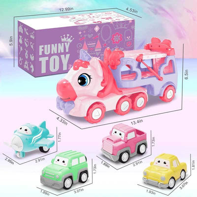 Fidtoy Unicorn Carrier Truck Toy 5 in 1 Transport Playset for Kids