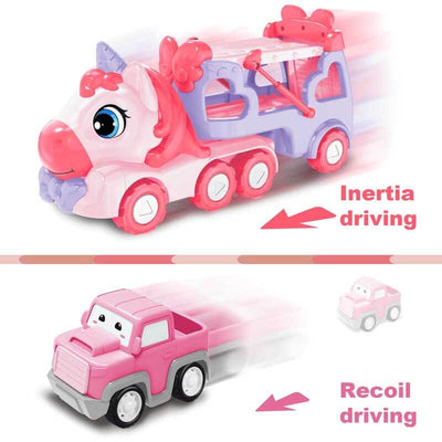 Fidtoy Unicorn Carrier Truck Toy 5 in 1 Transport Playset for Kids