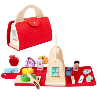 Fidtoy 2 en 1 Cuisine Salle de bain Ensemble de jouets en bois à imiter
