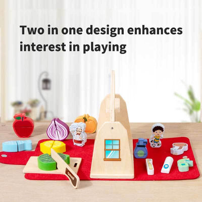 Fidtoy 2 en 1 Cuisine Salle de bain Ensemble de jouets en bois à imiter
