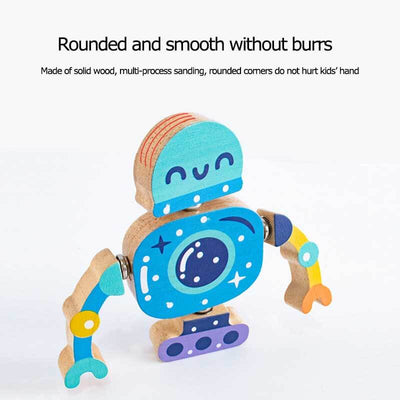 Fidtoy Robot en Bois Jouet de Construction à Assembler pour Enfants