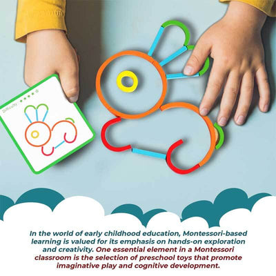 Fidtoy Wooden Stick Ring Pattern Toy Montessori Learning Set
