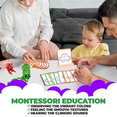 Fidtoy Wooden Stick Ring Pattern Toy Montessori Learning Set