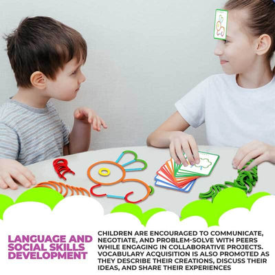 Fidtoy Wooden Stick Ring Pattern Toy Montessori Learning Set
