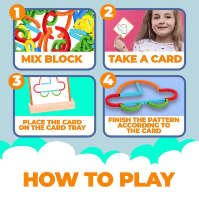 Fidtoy Wooden Stick Ring Pattern Toy Montessori Learning Set