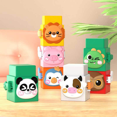 Fidtoy Animal Stacking Toy for Toddlers Interactive Learning Toy for 1 2 3 Year Old Kids Fine Motor Skills Early Development Color Recognition Toy