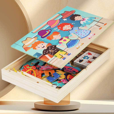 Fidtoy Children’s Dress-Up Puzzle Creative Drying Clothes Set – Educational Role-Play Toy Ages 3-7