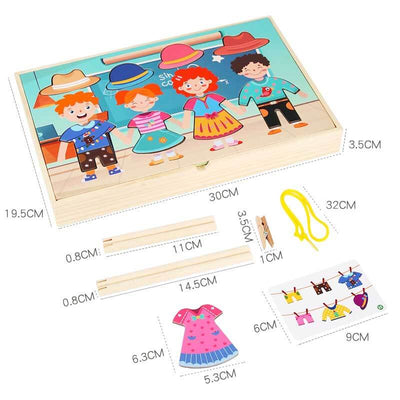 Fidtoy Children’s Dress-Up Puzzle Creative Drying Clothes Set – Educational Role-Play Toy Ages 3-7