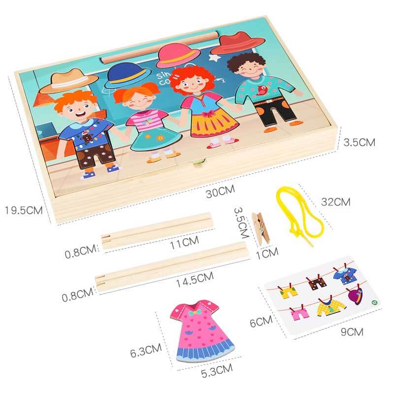 Fidtoy Children’s Dress-Up Puzzle Creative Drying Clothes Set – Educational Role-Play Toy Ages 3-7