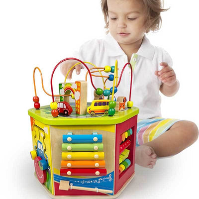 Fidtoy 7-in-1 Wooden Activity Cube – Montessori Learning Toy for Toddlers