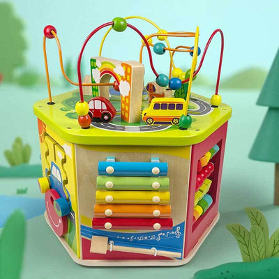 Fidtoy 7-in-1 Wooden Activity Cube – Montessori Learning Toy for Toddlers