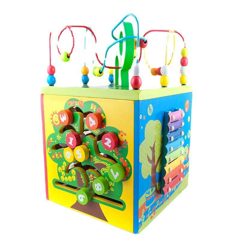 Fidtoy 7-in-1 Wooden Activity Cube – Montessori Learning Toy for Toddlers