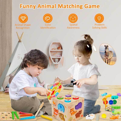 Fidtoy 8-in-1 Wooden Activity Cube – Montessori Learning Toy for Toddlers