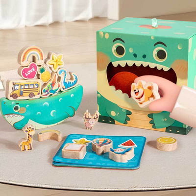 Fidtoy Blocs de construction à empiler animaux | Jouet Montessori pour tout-petits