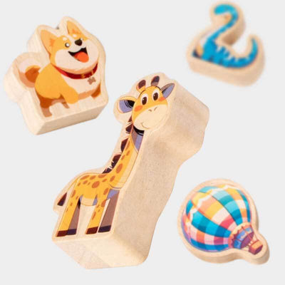 Fidtoy Blocs de construction à empiler animaux | Jouet Montessori pour tout-petits