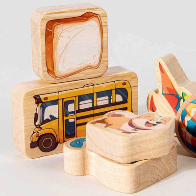 Fidtoy Blocs de construction à empiler animaux | Jouet Montessori pour tout-petits