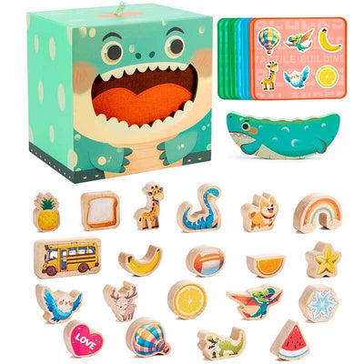 Fidtoy Blocs de construction à empiler animaux | Jouet Montessori pour tout-petits