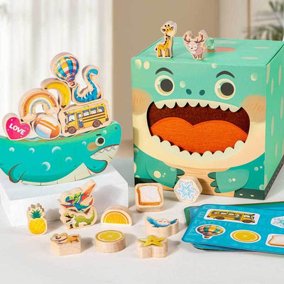 Fidtoy Blocs de construction à empiler animaux | Jouet Montessori pour tout-petits