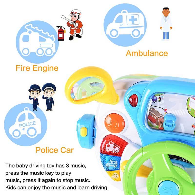 Fidtoy Toddler Steering Wheel Toy – Interactive Driving & Music for 12+ Months