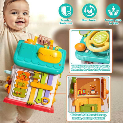 Fidtoy Montessori Busy Cube for Toddlers – Interactive Learning Toy for Early Skills Development, Fine Motor, and Cognitive Growth