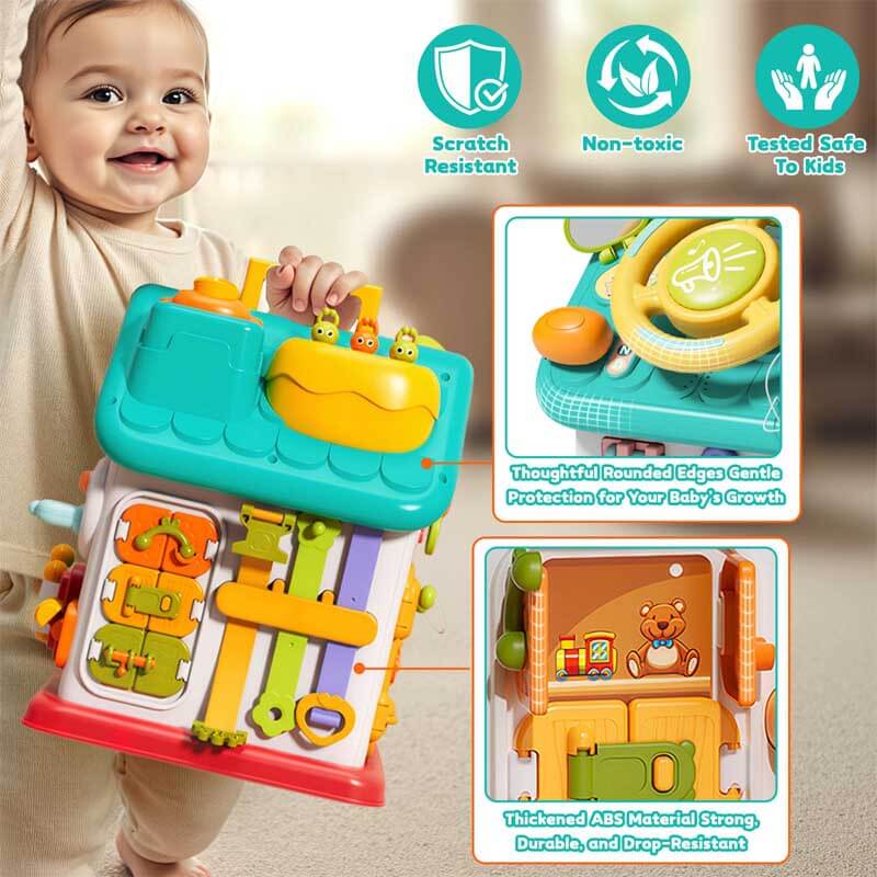 Fidtoy Montessori Busy Cube for Toddlers – Interactive Learning Toy for Early Skills Development, Fine Motor, and Cognitive Growth