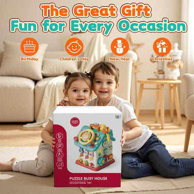 Fidtoy Montessori Busy Cube for Toddlers – Interactive Learning Toy for Early Skills Development, Fine Motor, and Cognitive Growth