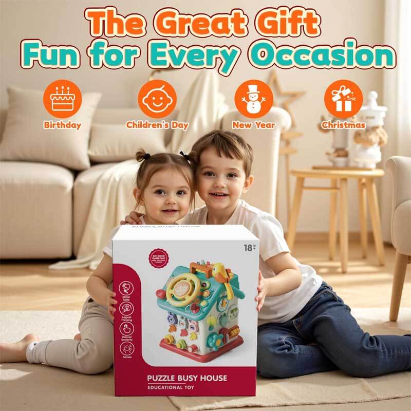 Fidtoy Montessori Busy Cube for Toddlers – Interactive Learning Toy for Early Skills Development, Fine Motor, and Cognitive Growth