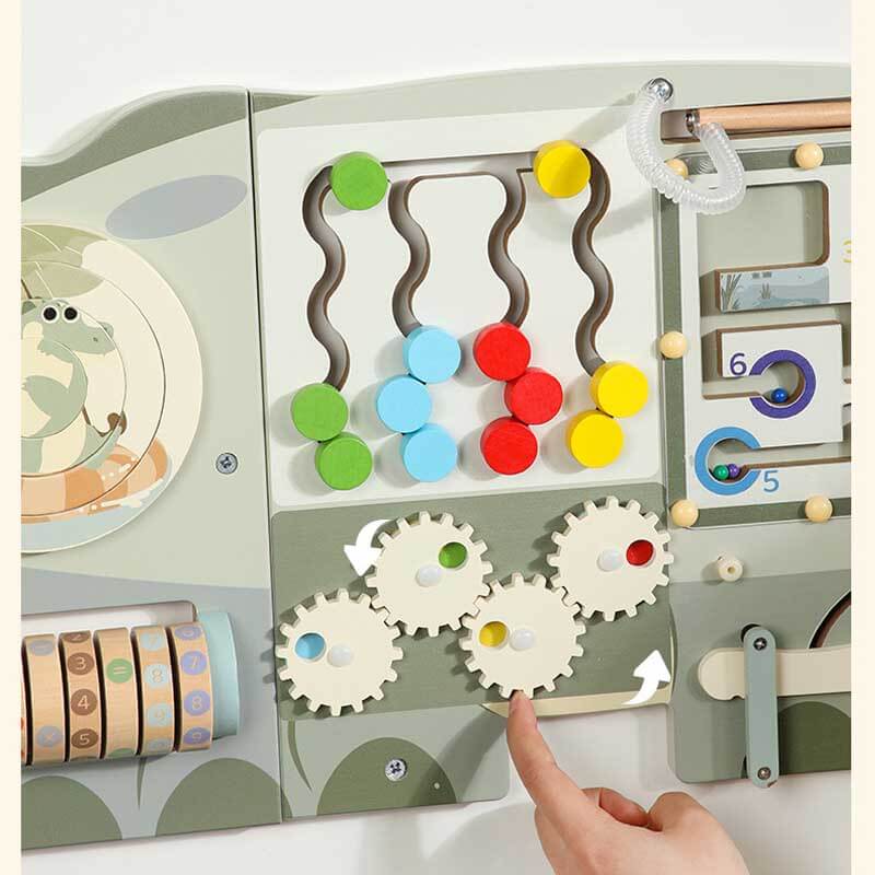 Fidtoy Tableau d'activités mural en bois – Jouet d'apprentissage multisensoriel Montessori pour tout-petits