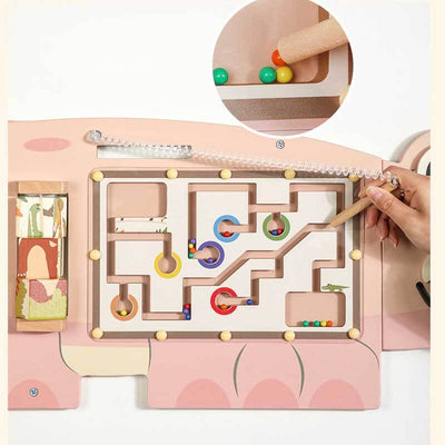 Fidtoy Tablero de Actividades de Madera para Pared – Juguete Montessori de Aprendizaje Multisensorial para Niños Pequeños