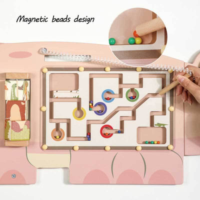 Fidtoy Tablero de Actividades de Madera para Pared – Juguete Montessori de Aprendizaje Multisensorial para Niños Pequeños