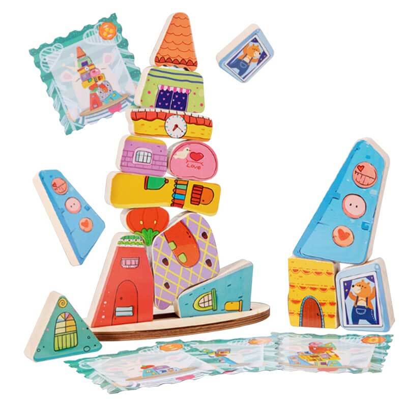 Fidtoy Balanced Stacking Wooden Blocks for Kids | Educational STEM Building and Fine Motor Skill Toy