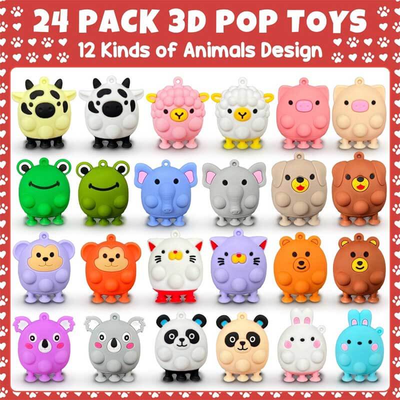 Fidtoy 3D Animal Pop Fidget Toys Set for Kids 4-8 – Interactive Sensory Suction Toys for Bath, School, and Travel