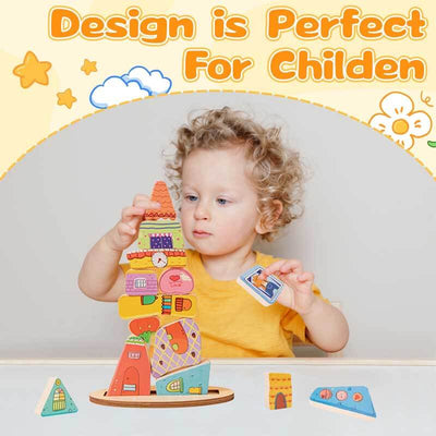 Fidtoy Balanced Stacking Wooden Blocks for Kids | Educational STEM Building and Fine Motor Skill Toy