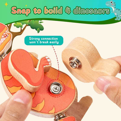 Fidtoy Blocs de construction en bois Dinosaure – Jouet éducatif STEM pour tout-petits