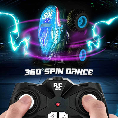 Fidtoy RC Monster Shark Truck Remote Control Car 360 Stunt RC Car for Kids LED Lights Music All Terrain Off Road Toy Rechargeable