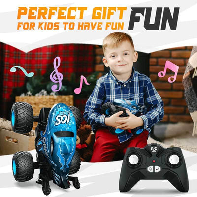 Fidtoy RC Monster Shark Truck Remote Control Car 360 Stunt RC Car for Kids LED Lights Music All Terrain Off Road Toy Rechargeable