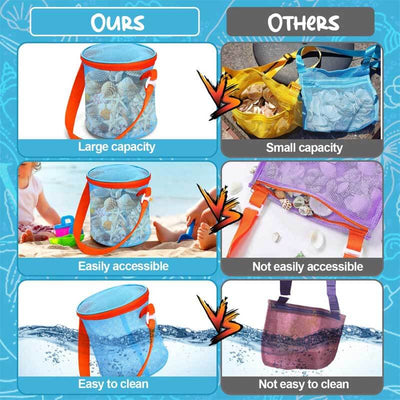 Fidtoy Mesh Beach Shell Storage Bucket Kids Toy Organizer Set