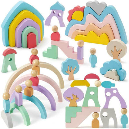 Wooden Rainbow Stacking Toys