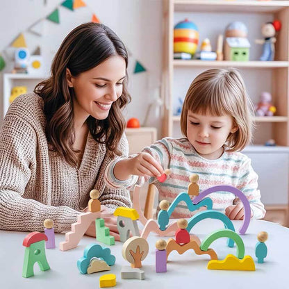 Wooden Rainbow Stacking Toys