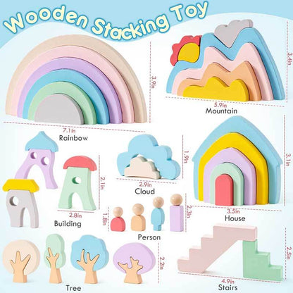 Wooden Rainbow Stacking Toys