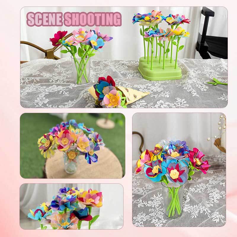 Fidtoy DIY Bouquet de Fleurs en Tissu Machine à Tricoter – Jouet Éducatif Créatif pour Enfants