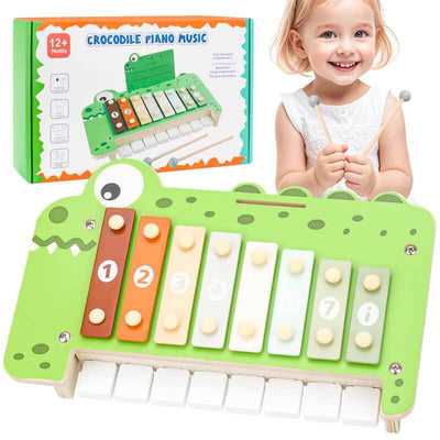 Xylophone en bois Fidtoy pour enfants | Instrument de musique Montessori 2 en 1 (piano et xylophone) pour tout-petits